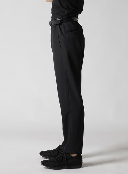 WOOL GABARDINE SUSPENDER SLIM PANTS