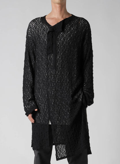 WRINKLE FLOWER SHIRRING UNBALANCE LS T