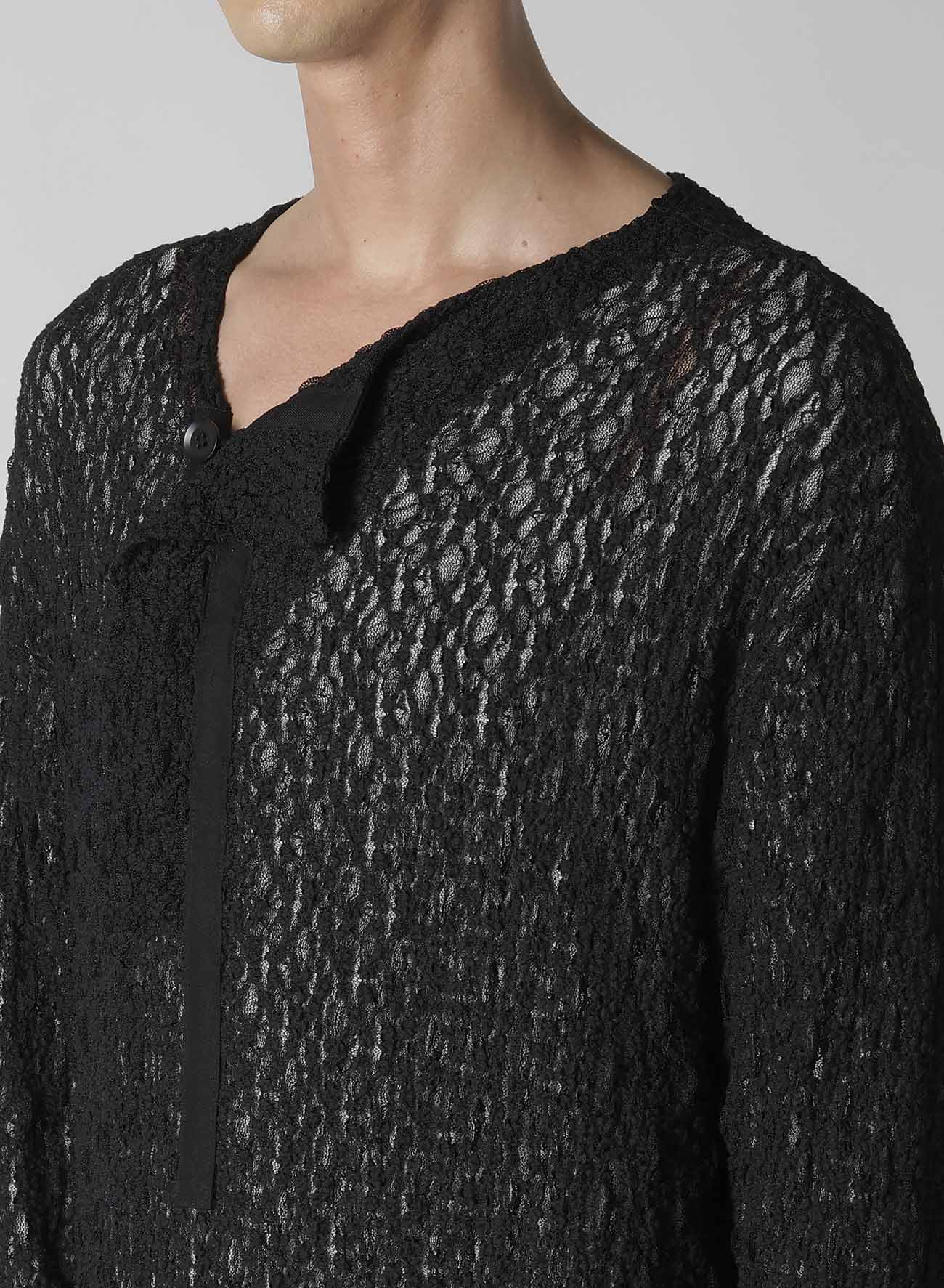 WRINKLE FLOWER SHIRRING UNBALANCE LS T