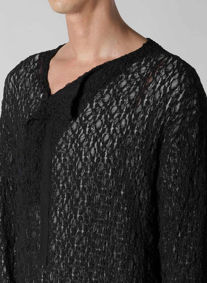 WRINKLE FLOWER SHIRRING UNBALANCE LS T