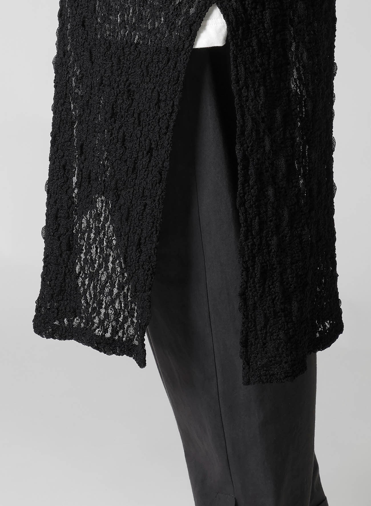 WRINKLE FLOWER SHIRRING UNBALANCE LS T