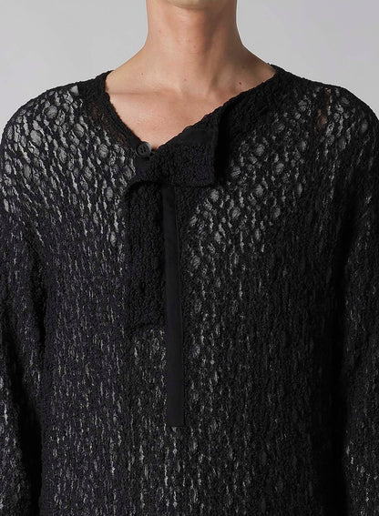 WRINKLE FLOWER SHIRRING UNBALANCE LS T