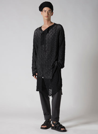 WRINKLE FLOWER SHIRRING UNBALANCE LS T
