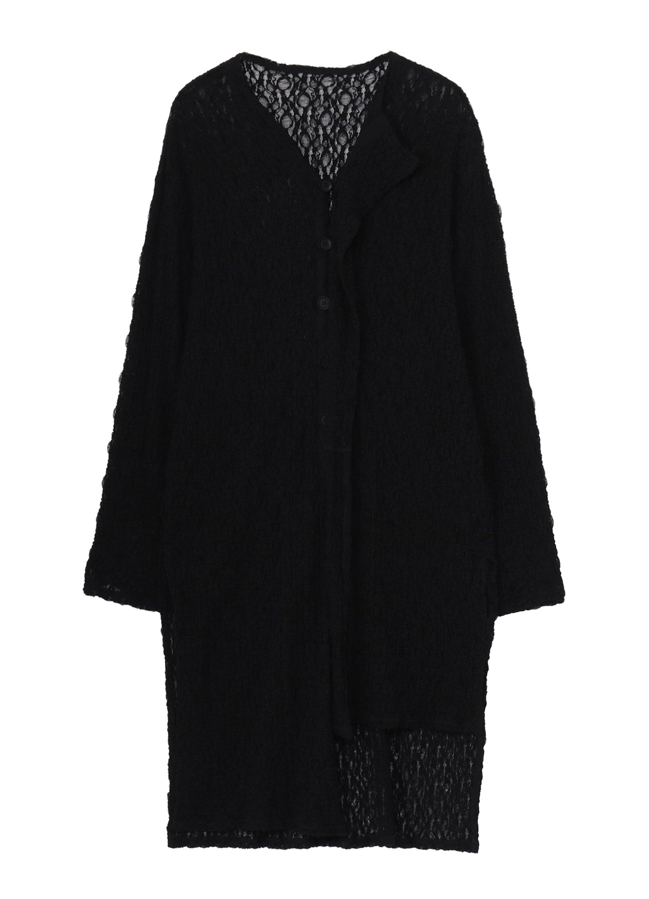 y414185　レディース　BLK M WRINKLE FLOWER SHIRRING UNBALANCED HEM CARDIGAN – THE SHOP YOHJI