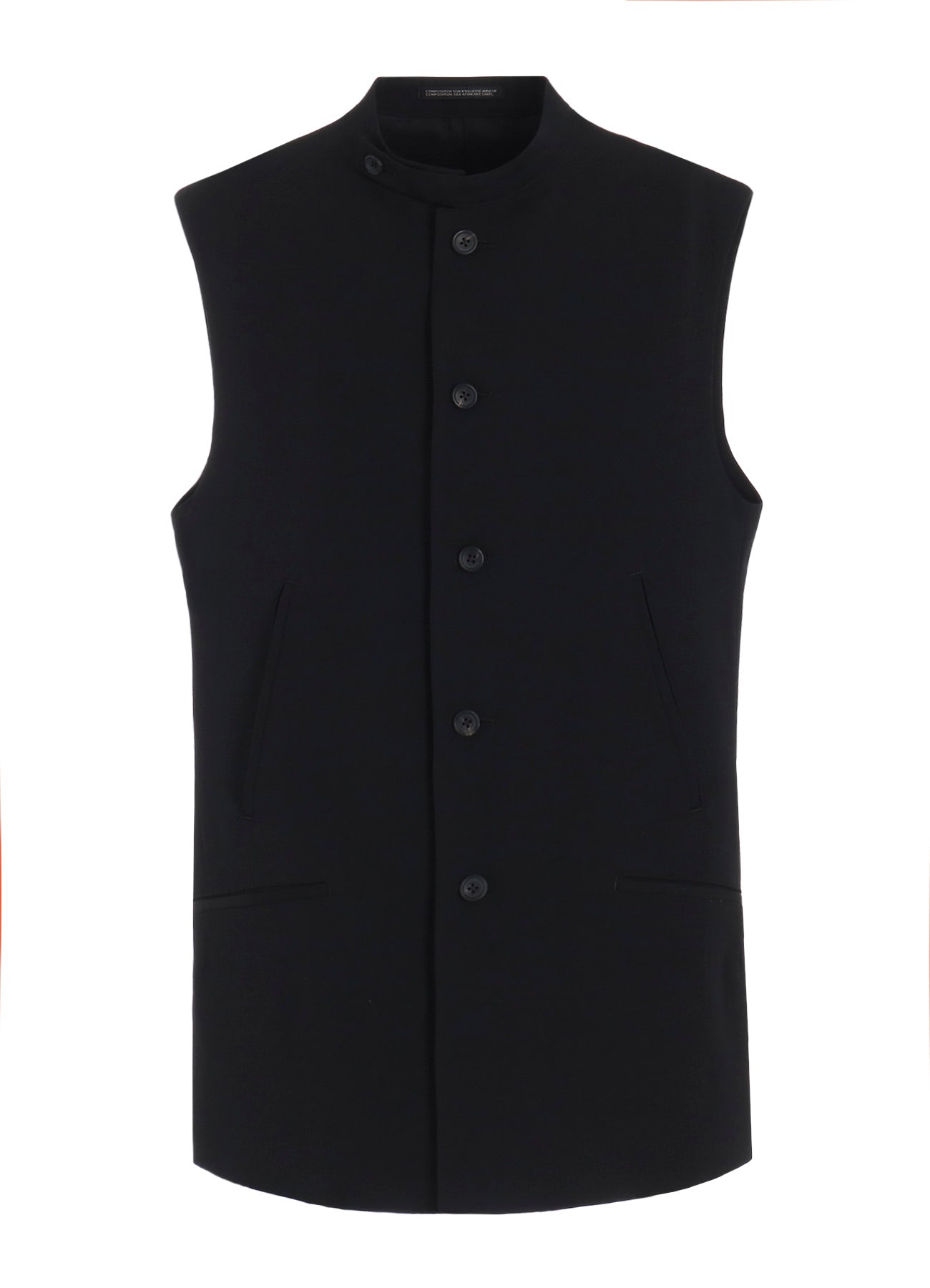 WOOL GABARDINE STAND COLLAR VEST