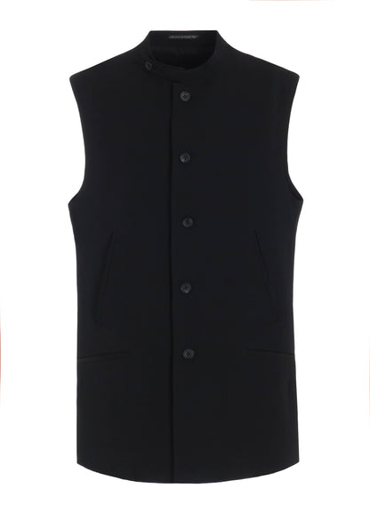 WOOL GABARDINE STAND COLLAR VEST