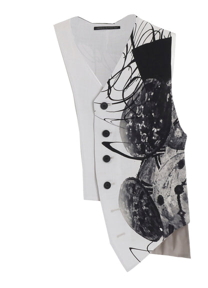 CLOCK PRINT ASYMMETRY VEST