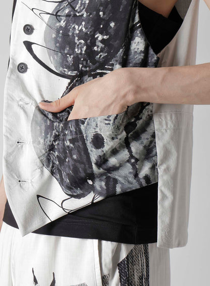 CLOCK PRINT ASYMMETRY VEST