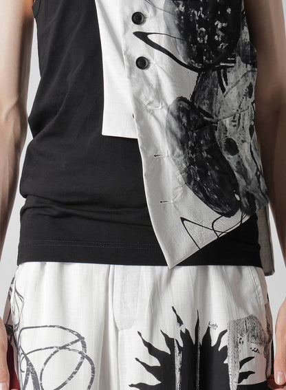 CLOCK PRINT ASYMMETRY VEST