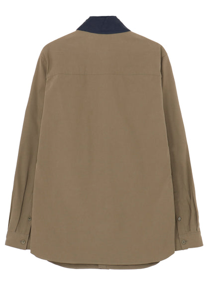 【PIECE UNIQUE/AOYAMA】KHAKI C/LIP RIBBON SPARE COLLAR BLOUSE