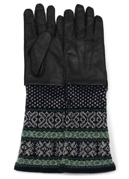 LAMB SKIN/WJQ KNIT CUFFS GLOVE