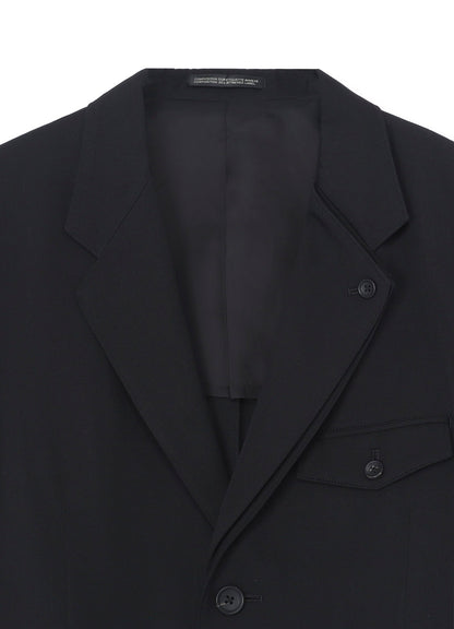 GABARDINE OPENED LEFT LAPEL DOUBLE JACKET