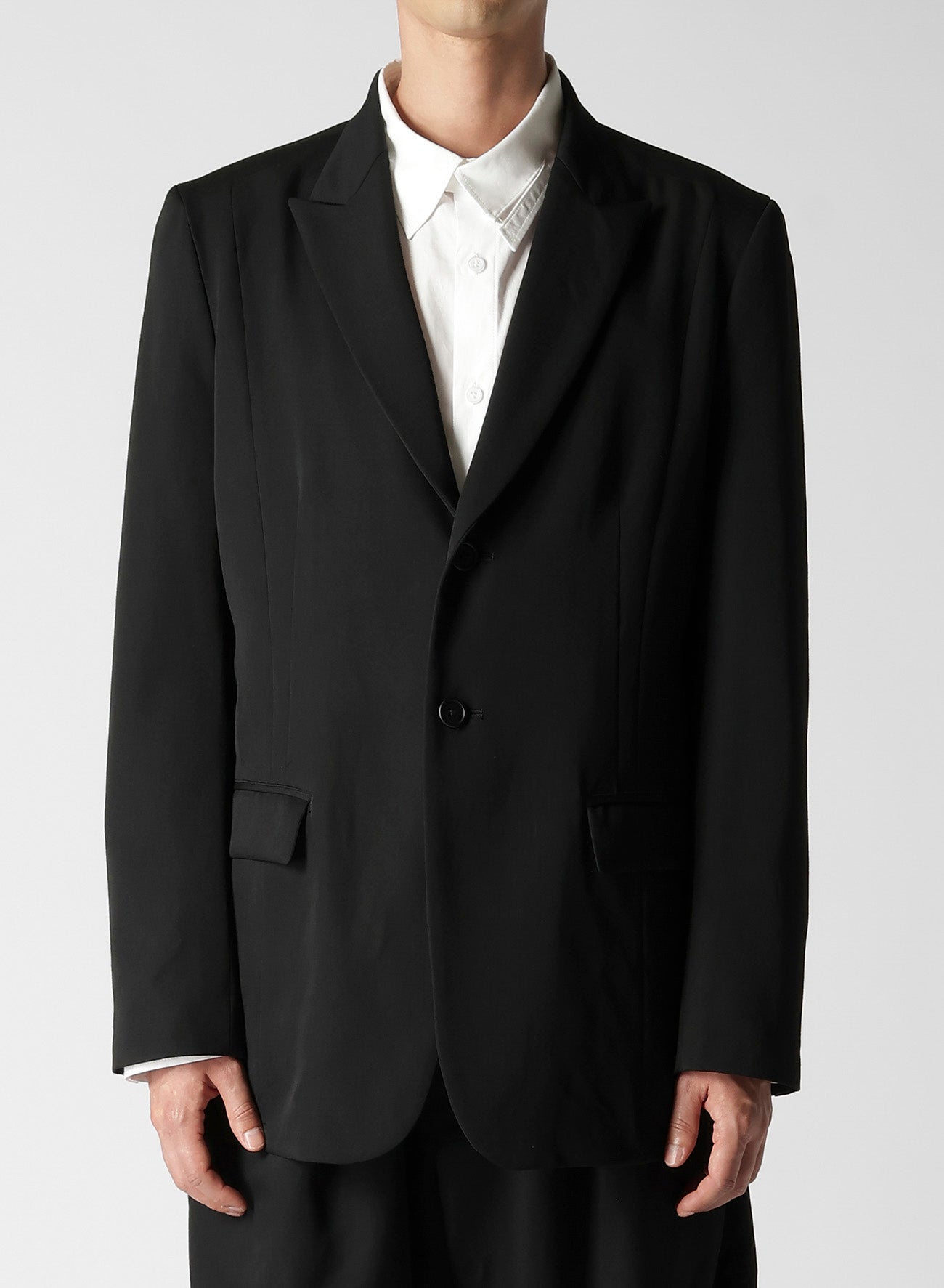 DUAL FABRIC GABARDINE PEAK LAPEL JACKET