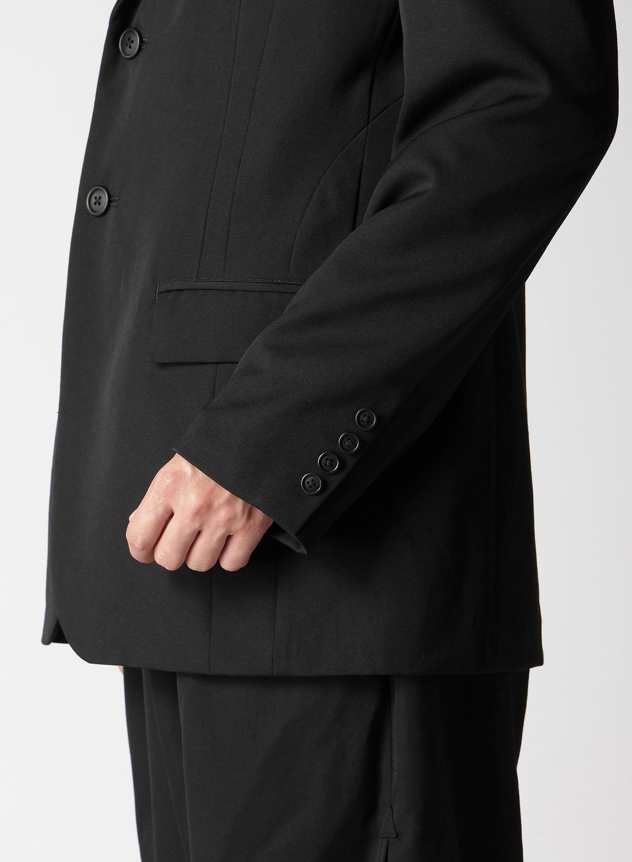 DUAL FABRIC GABARDINE PEAK LAPEL JACKET