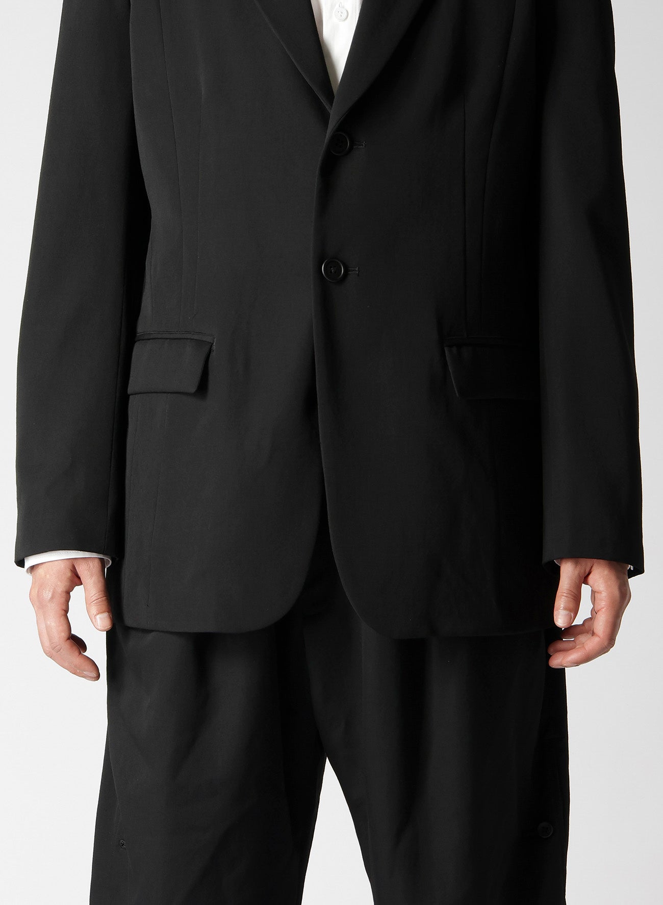 DUAL FABRIC GABARDINE PEAK LAPEL JACKET