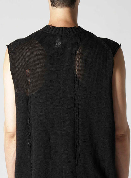 DAMAGE PROCESSED JERSEY CABLE KNIT VEST