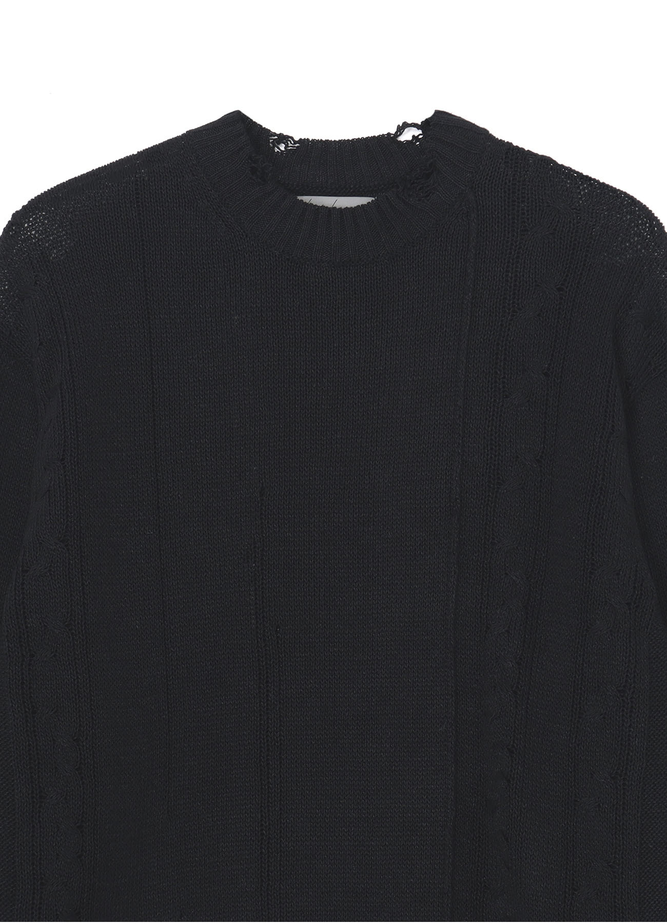 DAMAGE PROCESSED JERSEY CABLE KNITTED PULLOVER