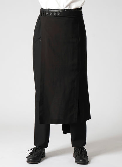 W/RY HARD TWISTED GABARDINE U-TIED HEM WRAP SKIRT