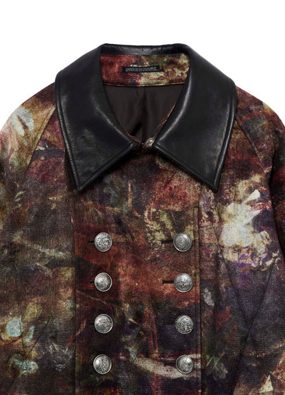 <PIECE UNIQUE>SCRAP FLOWER HERRINGBONE PADDED DOUBLE COAT