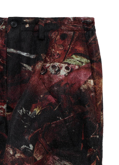 <PIECE UNIQUE>GABARDINE RUST KNEE PANEL PRINT PANTS