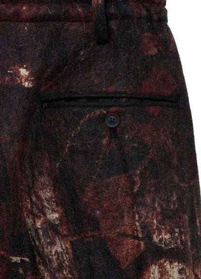 <PIECE UNIQUE>GABARDINE RUST KNEE PANEL PRINT PANTS