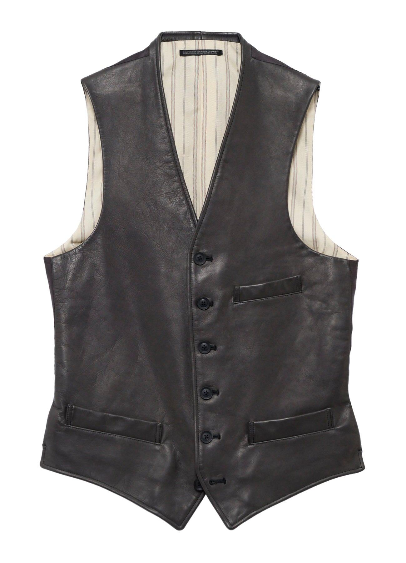 SOFT COW GREY 6B LEATHER VEST – THE SHOP YOHJI YAMAMOTO