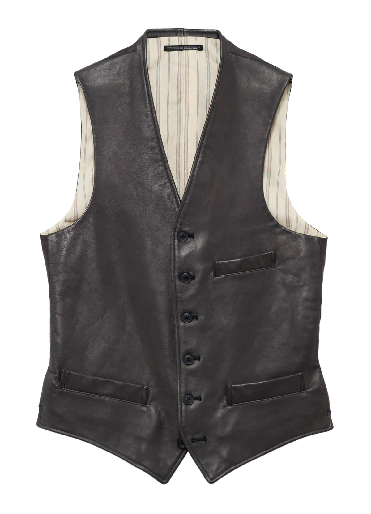 <PIECE UNIQUE>SOFT COW GREY 6B LEATHER VEST