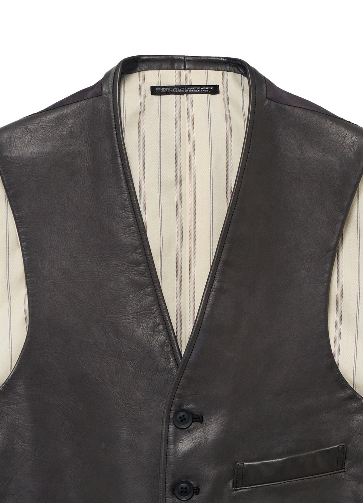 <PIECE UNIQUE>SOFT COW GREY 6B LEATHER VEST