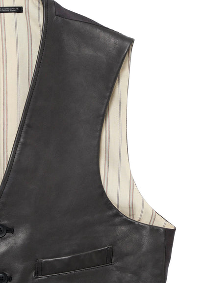 <PIECE UNIQUE>SOFT COW GREY 6B LEATHER VEST