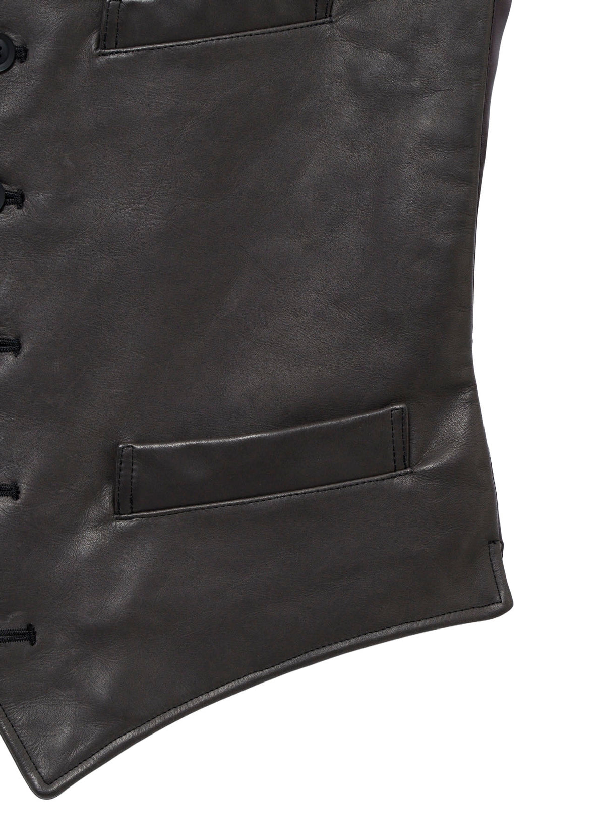 <PIECE UNIQUE>SOFT COW GREY 6B LEATHER VEST