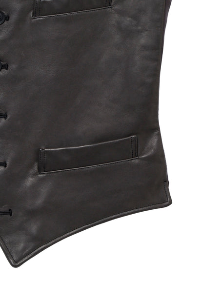 <PIECE UNIQUE>SOFT COW GREY 6B LEATHER VEST