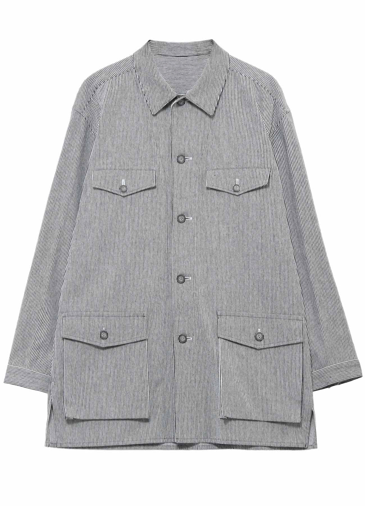 <PIECE UNIQUE>10S YARN DYED HICKORY OPEN SHIRT BLOUSON