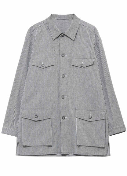 <PIECE UNIQUE>10S YARN DYED HICKORY OPEN SHIRT BLOUSON