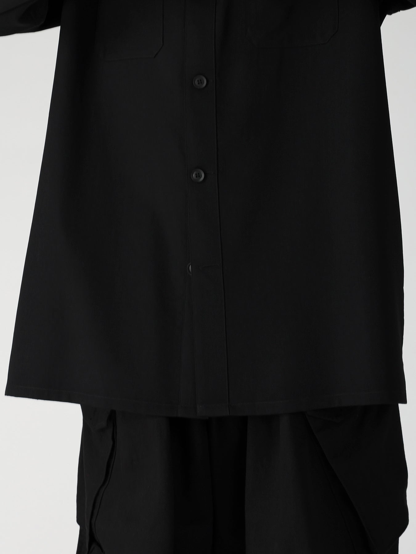 WOOL GABARDINE OPEN COLLAR FRONT SHOULDER BLOUSE – THE SHOP YOHJI