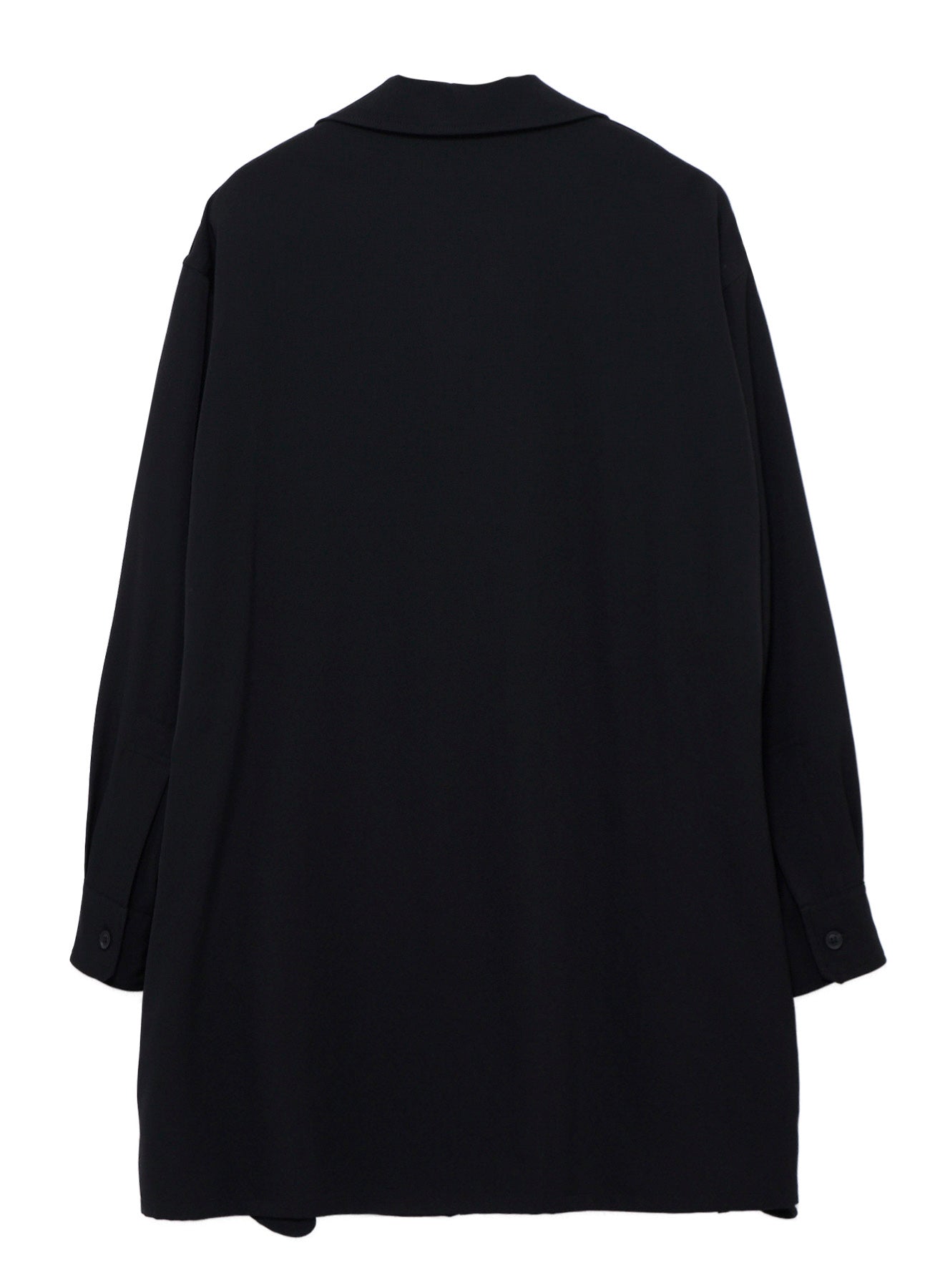WOOL GABARDINE OPEN COLLAR FRONT SHOULDER BLOUSE