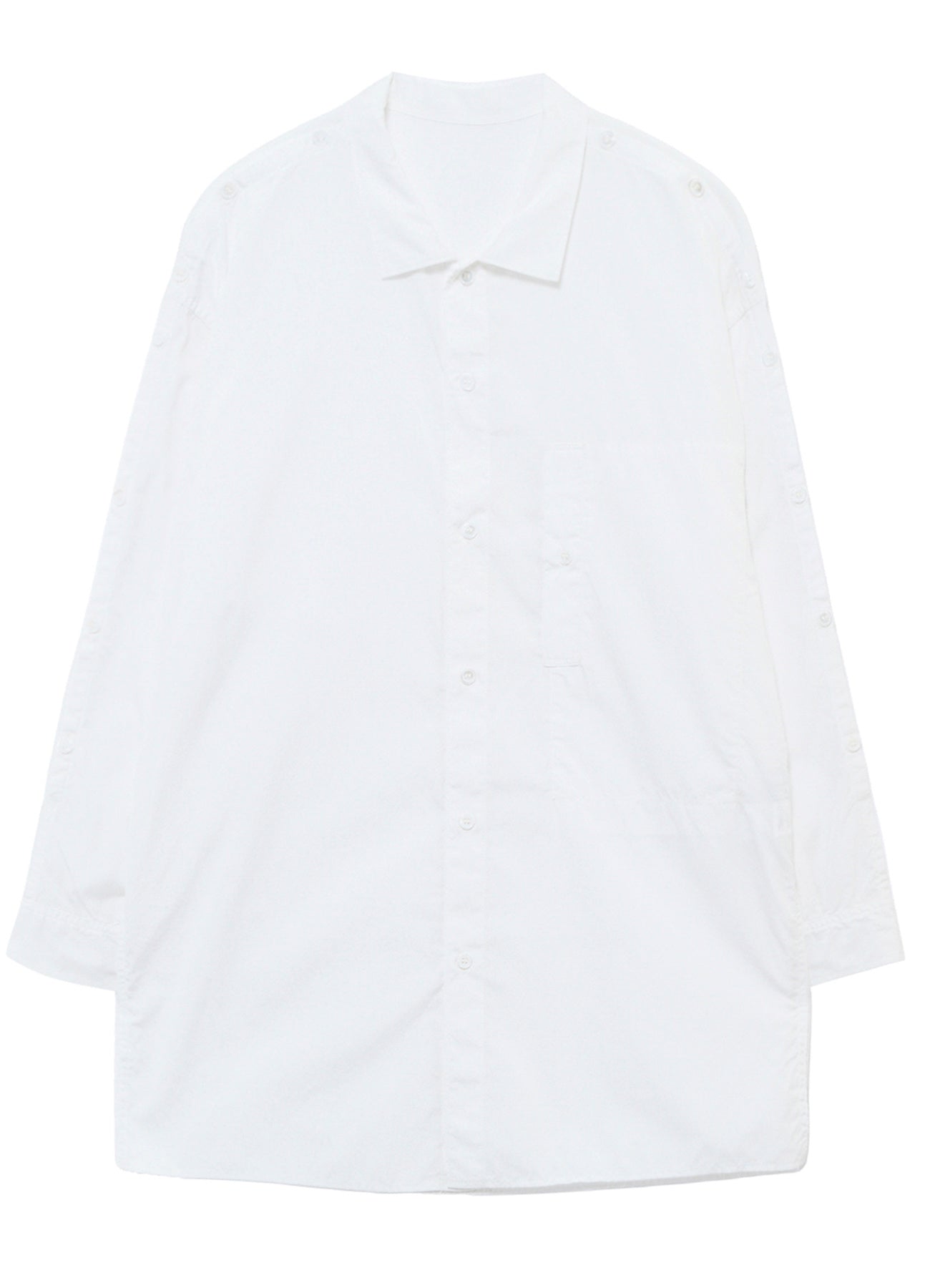 CHAIN STITCH BROAD OPEN COLLAR SHOULDER SLIT BLOUSE