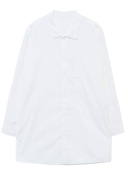 CHAIN STITCH BROAD OPEN COLLAR SHOULDER SLIT BLOUSE