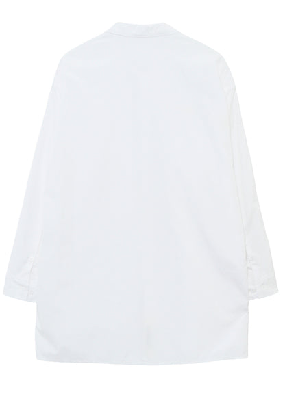 CHAIN STITCH BROAD OPEN COLLAR SHOULDER SLIT BLOUSE