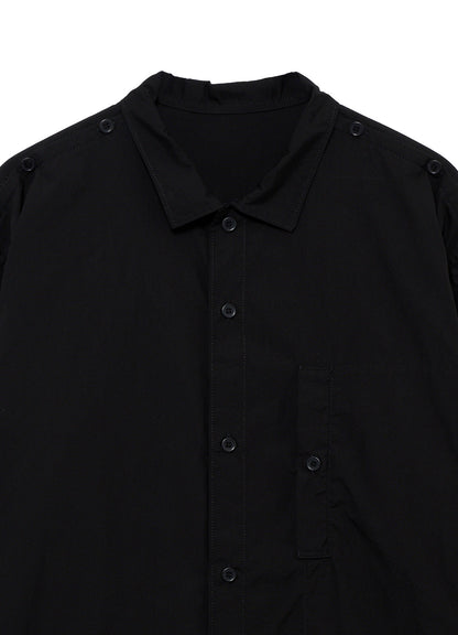 CHAIN STITCH BROAD OPEN COLLAR SHOULDER SLIT BLOUSE
