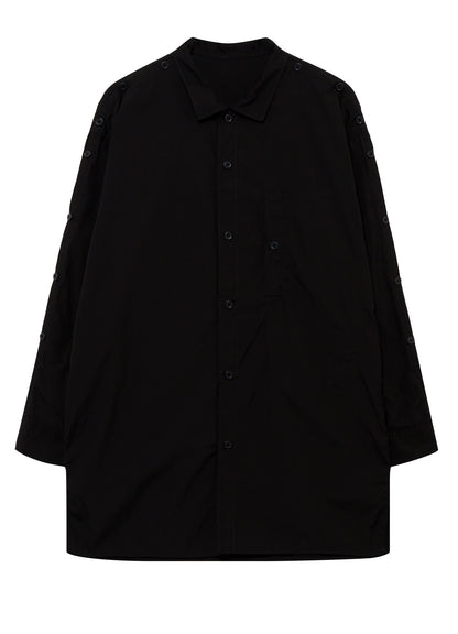 CHAIN STITCH BROAD OPEN COLLAR SHOULDER SLIT BLOUSE