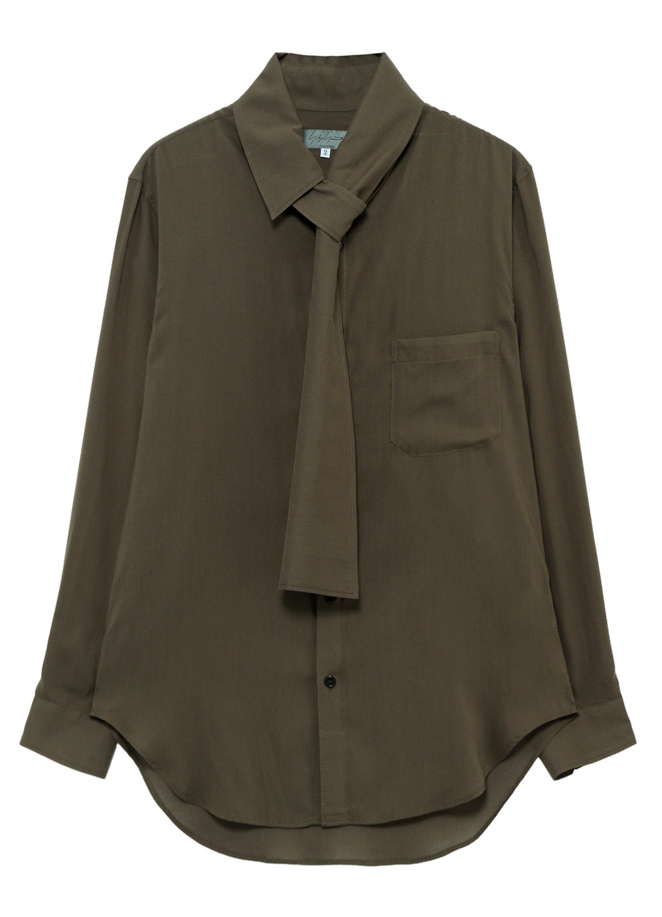 CELLULOSE LAWN SCARF COLLAR BLOUS