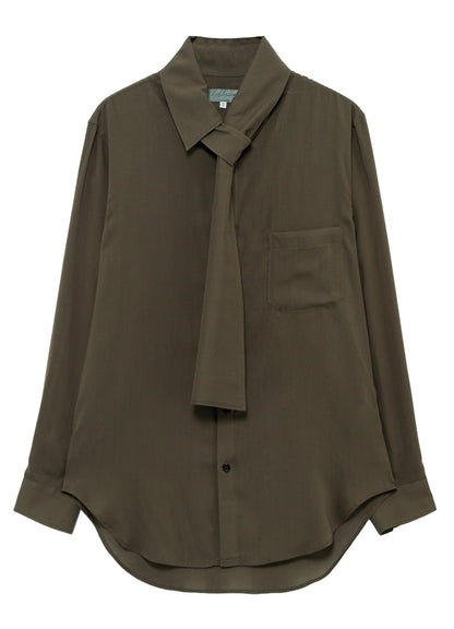 CELLULOSE LAWN SCARF COLLAR BLOUS