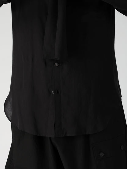 CELLULOSE LAWN SCARF COLLAR BLOUS