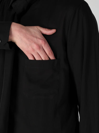CELLULOSE LAWN SCARF COLLAR BLOUS