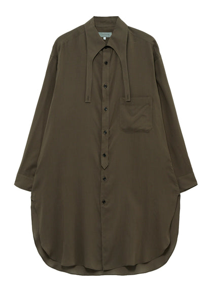 CELLULOSE LAWN COLLAR TAB LONG BLOUSE