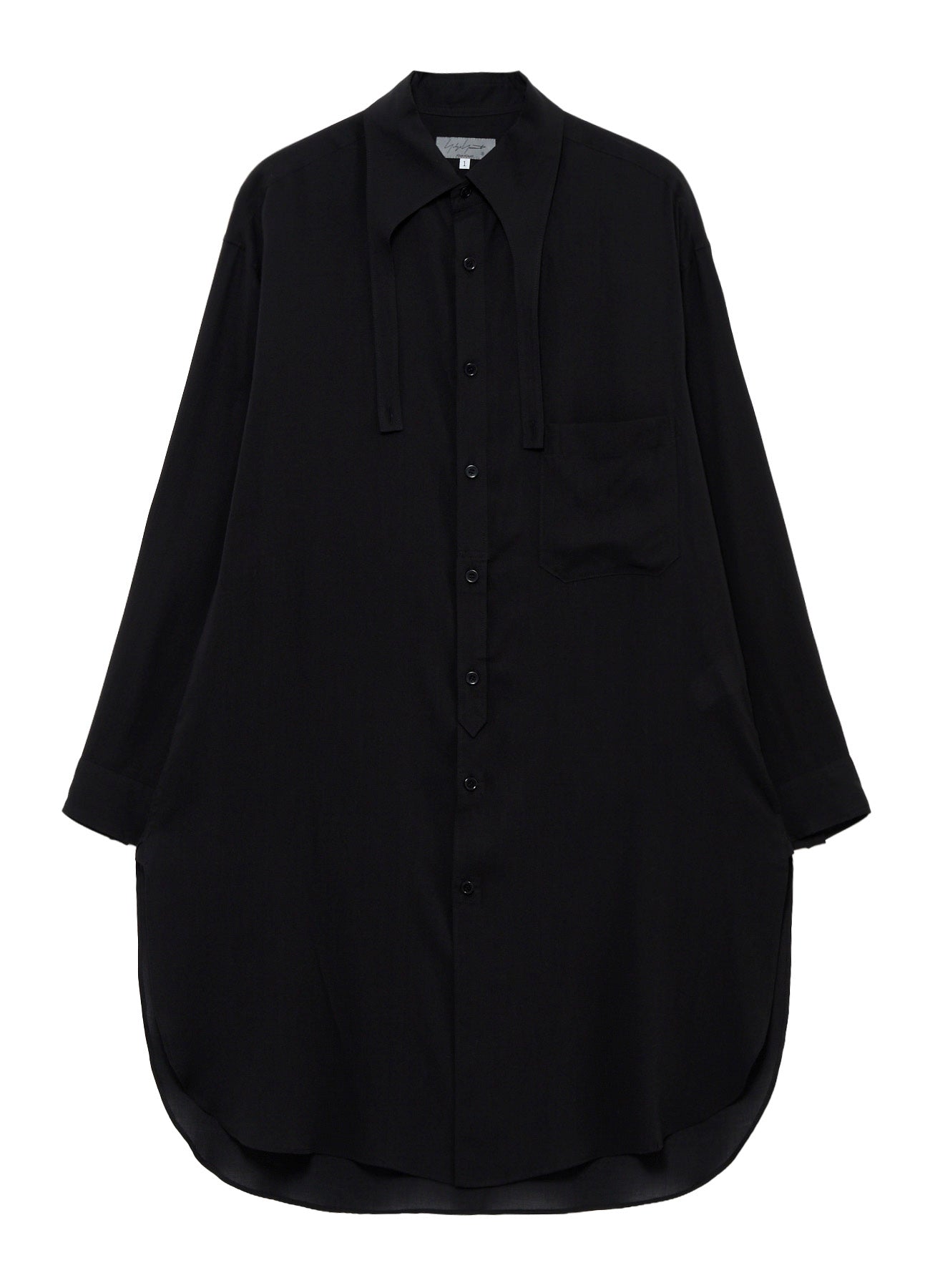 CELLULOSE LAWN COLLAR TAB LONG BLOUSE