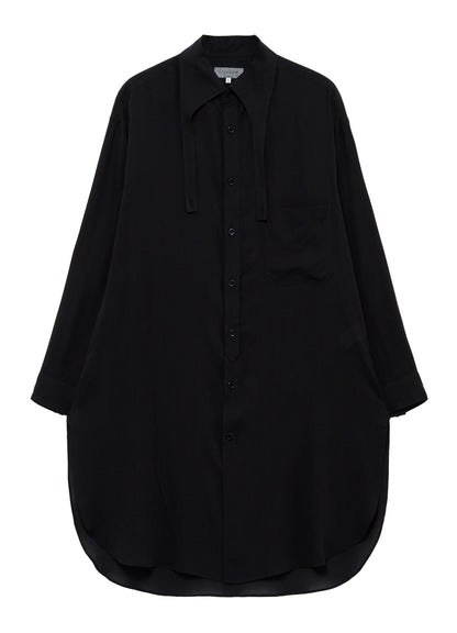 CELLULOSE LAWN COLLAR TAB LONG BLOUSE