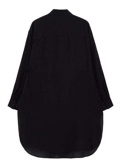 CELLULOSE LAWN COLLAR TAB LONG BLOUSE