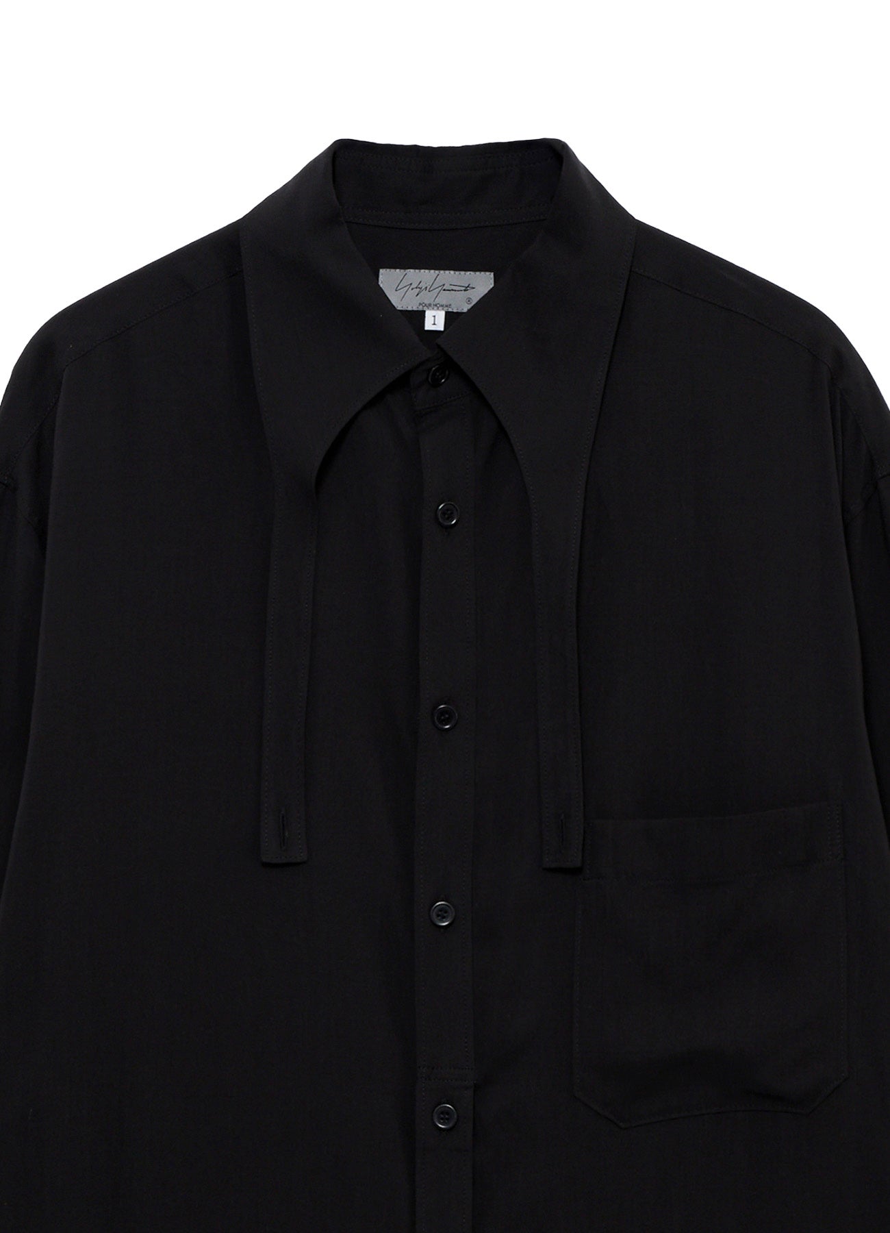 CELLULOSE LAWN COLLAR TAB LONG BLOUSE