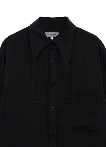 CELLULOSE LAWN COLLAR TAB LONG BLOUSE